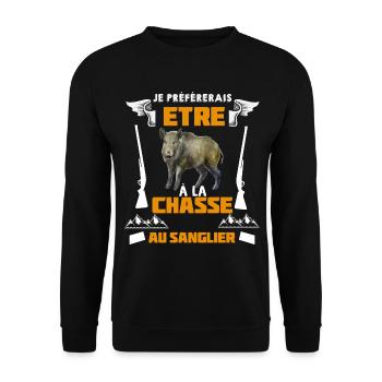 Chasseur De Sanglier Ton Cadeau Idéal - Sweat-shirt Unisexe - noir - Devant - Alina (178cm) & Michal (187cm)