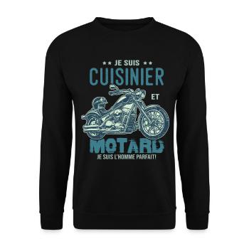 motard le meilleur cuisinier le meilleur cuisto - Sweat-shirt Unisexe - noir - Devant - Alina (178cm) & Michal (187cm)