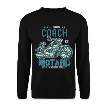 motard le meilleur coach le meilleur - Sweat-shirt Unisexe - noir - Devant - Alina (178cm) & Michal (187cm)