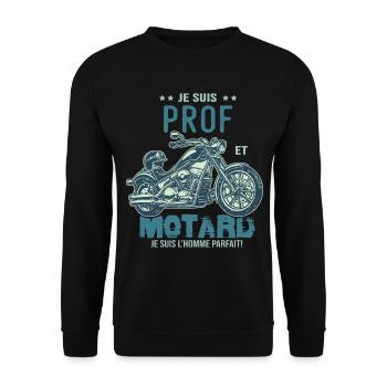 motard le meilleur prof le meilleur professeur - Sweat-shirt Unisexe - noir - Devant - Alina (178cm) & Michal (187cm)