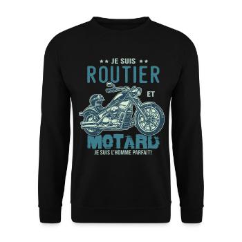 motard le meilleur routier le meilleur - Sweat-shirt Unisexe - noir - Devant - Alina (178cm) & Michal (187cm)
