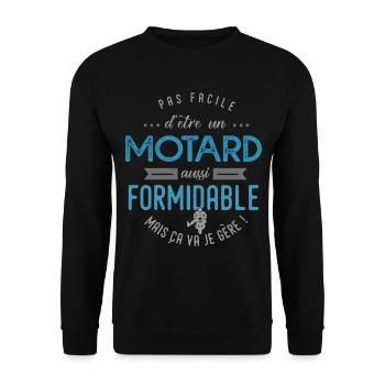 motard formidable cadeau pour motard sport moto - Sweat-shirt Unisexe - noir - Devant - Alina (178cm) & Michal (187cm)