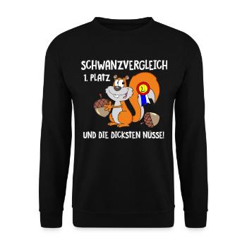 Eichhörnchen Schwanzvergleich - Unisex Pullover - Schwarz - Vorne - Alina (178cm) & Michal (187cm)