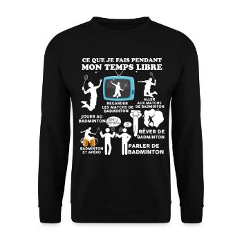 Badminton et apéro Cadeau Humour Homme - Sweat-shirt Unisexe - noir - Devant - Alina (178cm) & Michal (187cm)