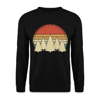 Vintage Forest Grunge Tree Retro Nature Sunset Trees - Unisex Sweatshirt - black - Front - Alina (178cm) & Michal (187cm)