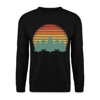Sunset Forest Vintage Trees Grunge Tree Retro Nature - Unisex Sweatshirt - black - Front - Alina (178cm) & Michal (187cm)