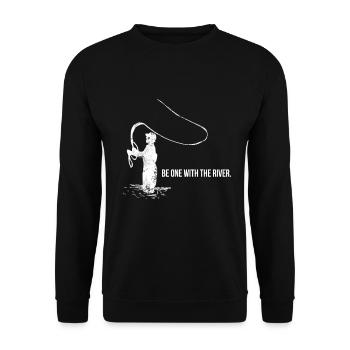 Fliegenfischen Fischen Fisch Angler Angel Geschenk - Unisex Pullover - Schwarz - Vorne - Alina (178cm) & Michal (187cm)