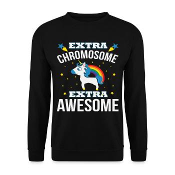 Unicorn Down Syndrome Trysomy 21 Children Gift - Unisex Sweatshirt - black - Front - Alina (178cm) & Michal (187cm)