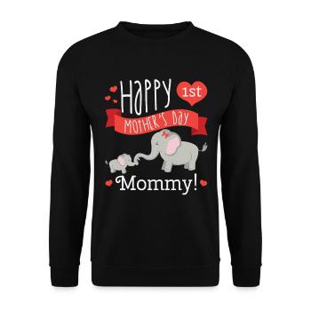 Mutter Tag Sprüche Elefant Anerkennung Geschenk - Unisex Pullover - Schwarz - Vorne - Alina (178cm) & Michal (187cm)