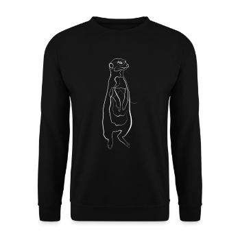 Suricate motif animal - one line drawing - Sweat-shirt Unisexe - noir - Devant - Alina (178cm) & Michal (187cm)