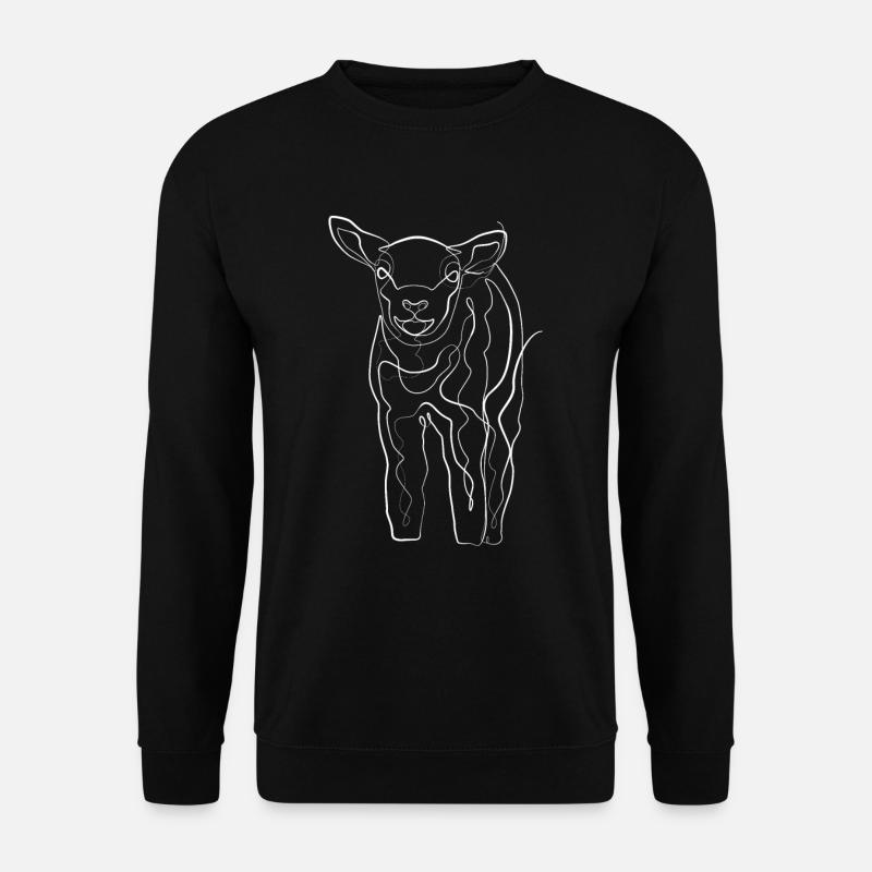 Lamm Hirte Tiermotiv - one line drawing - Unisex Pullover - Schwarz