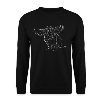 Dog with big ears - one line drawing - Unisex Sweatshirt - black - Front - Alina (178cm) & Michal (187cm)