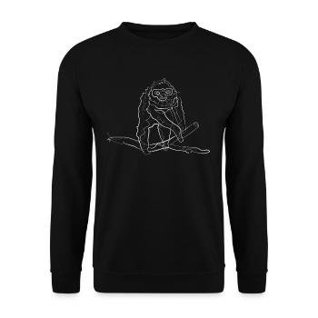 Sloth animal motif - one line drawing - Unisex Sweatshirt - black - Front - Alina (178cm) & Michal (187cm)