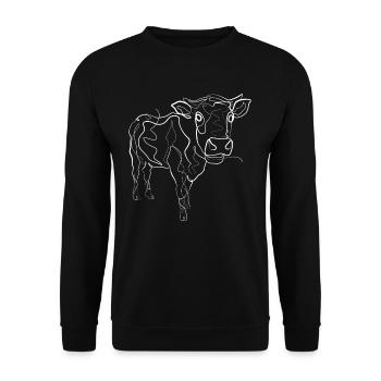 Cow animal motif - one line drawing - Unisex Sweatshirt - black - Front - Alina (178cm) & Michal (187cm)