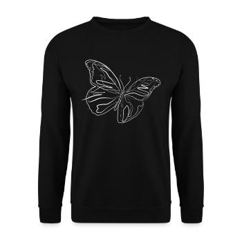 Butterfly Summer Animal Motif - one line drawing - Unisex Sweatshirt - black - Front - Alina (178cm) & Michal (187cm)