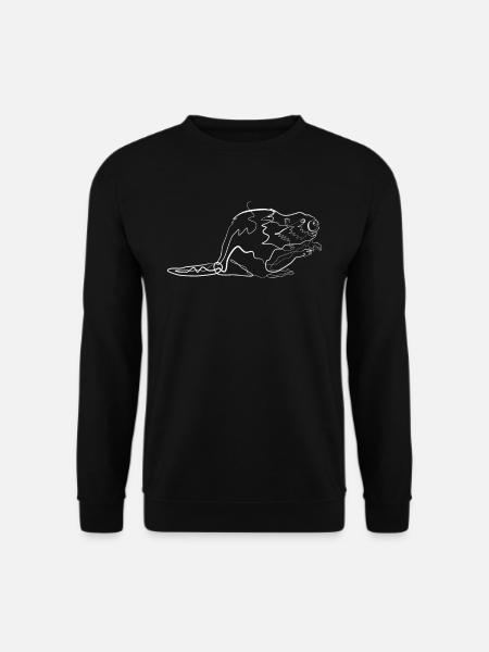 Biber Tiermotiv - one line drawing - Unisex Pullover - Schwarz
