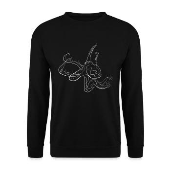 Squid animal motif - one line drawing - Unisex Sweatshirt - black - Front - Alina (178cm) & Michal (187cm)