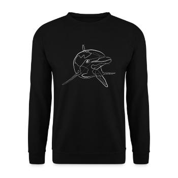 Dolphin Marine Animal Animal Motif - one line drawing - Unisex Sweatshirt - black - Front - Alina (178cm) & Michal (187cm)
