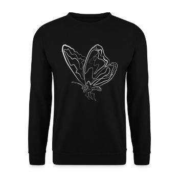Butterfly animal motif - one line drawing - Unisex Sweatshirt - black - Front - Alina (178cm) & Michal (187cm)