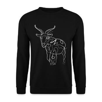 Steinbock Tiermotiv - one line drawing - Unisex Pullover - Schwarz - Vorne - Alina (178cm) & Michal (187cm)