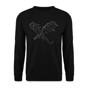 Dragon motif animal - one line drawing - Sweat-shirt Unisexe - noir - Devant - Alina (178cm) & Michal (187cm)