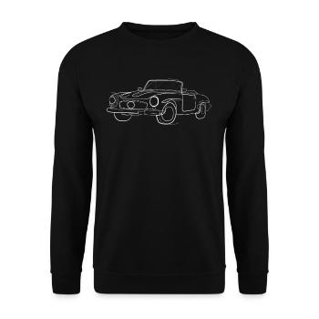 Oldtimer Cabriolet - one line drawing - Unisex Pullover - Schwarz - Vorne - Alina (178cm) & Michal (187cm)