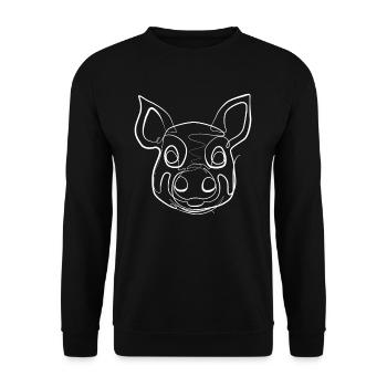 Pig animal motif - one line drawing - Unisex Sweatshirt - black - Front - Alina (178cm) & Michal (187cm)