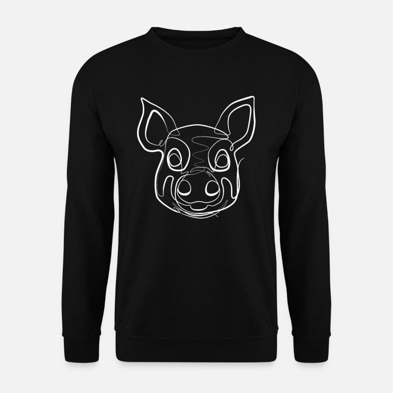 Schwein Tiermotiv - one line drawing - Unisex Pullover - Schwarz