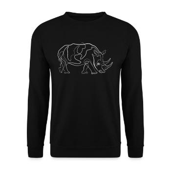 Rhino animal motif - one line drawing - Unisex Sweatshirt - black - Front - Alina (178cm) & Michal (187cm)