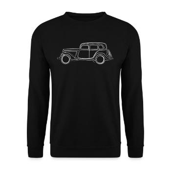 Oldtimer vintage car - one line draiwng - Unisex Sweatshirt - black - Front - Alina (178cm) & Michal (187cm)