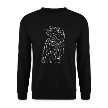Rooster animal motif - one line drawing - Unisex Sweatshirt - black - Front - Alina (178cm) & Michal (187cm)