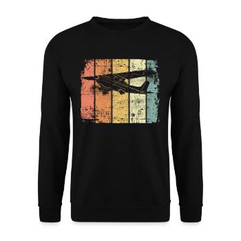 Flugzeug retro Pilot - Unisex Pullover - Schwarz - Vorne - Alina (178cm) & Michal (187cm)