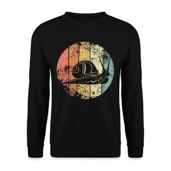 Schnecke Schneckenhaus retro - Unisex Pullover - Schwarz - Vorne - Alina (178cm) & Michal (187cm)
