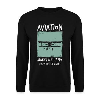 Flugzeug - Unisex Pullover - Schwarz - Vorne - Alina (178cm) & Michal (187cm)
