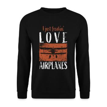 Flugzeug - Unisex Pullover - Schwarz - Vorne - Alina (178cm) & Michal (187cm)