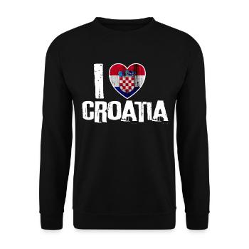Croatia flag national flag heart gift idea - Unisex Sweatshirt - black - Front - Alina (178cm) & Michal (187cm)