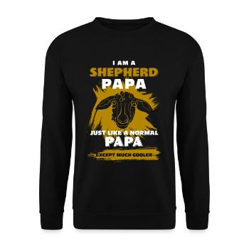 Schaf Hirte Papa - Unisex Pullover - Schwarz - Vorne - Alina (178cm) & Michal (187cm)
