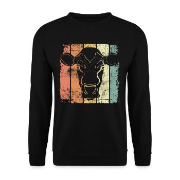 Kuh Bauernhof - Unisex Pullover - Schwarz - Vorne - Alina (178cm) & Michal (187cm)