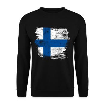 Finnland Flagge - Unisex Pullover - Schwarz - Vorne - Alina (178cm) & Michal (187cm)