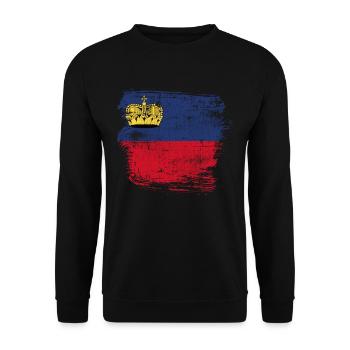 Lichtenstein Flagge - Unisex Pullover - Schwarz - Vorne - Alina (178cm) & Michal (187cm)