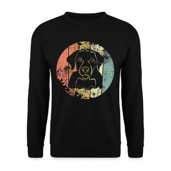 Labrador Hund retro - Unisex Pullover - Schwarz - Vorne - Alina (178cm) & Michal (187cm)