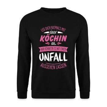 Köchin - Unisex Pullover - Schwarz - Vorne - Alina (178cm) & Michal (187cm)