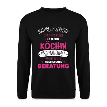 Köchin - Unisex Pullover - Schwarz - Vorne - Alina (178cm) & Michal (187cm)