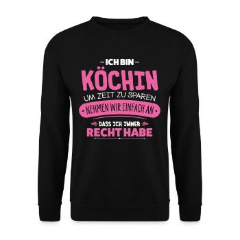 Köchin - Unisex Pullover - Schwarz - Vorne - Alina (178cm) & Michal (187cm)
