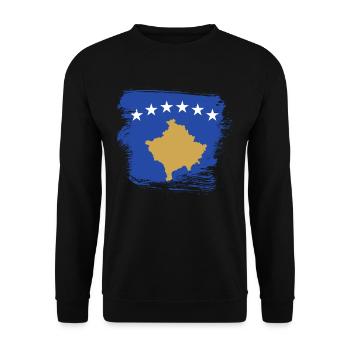 Kosovo Flagge - Unisex Pullover - Schwarz - Vorne - Alina (178cm) & Michal (187cm)
