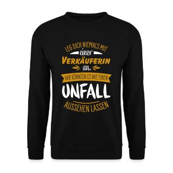 Verkäuferin - Unisex Pullover - Schwarz - Vorne - Alina (178cm) & Michal (187cm)