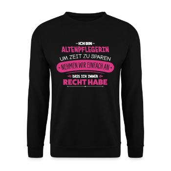 Altenpflegerin - Unisex Pullover - Schwarz - Vorne - Alina (178cm) & Michal (187cm)