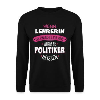 Lehrerin - Unisex Pullover - Schwarz - Vorne - Alina (178cm) & Michal (187cm)