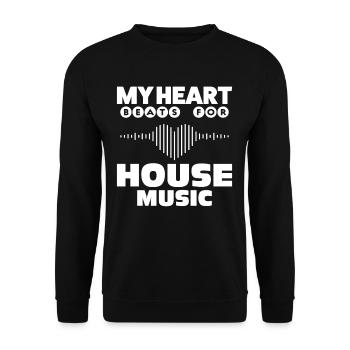 House Music - Sweat-shirt Unisexe - noir - Devant - Alina (178cm) & Michal (187cm)