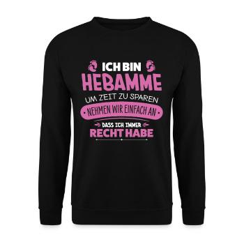 Sage-femme - Sweat-shirt Unisexe - noir - Devant - Alina (178cm) & Michal (187cm)